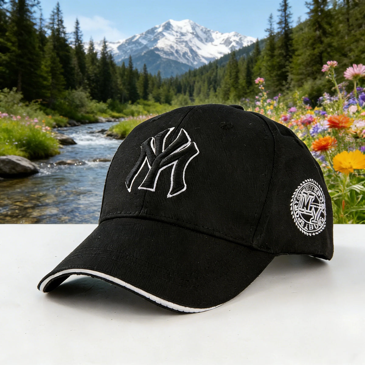 Moderne baseballkasket: Giv dit udendørslook et løft! Med klassiske New York-logoer og retro-badges er den både moderigtig