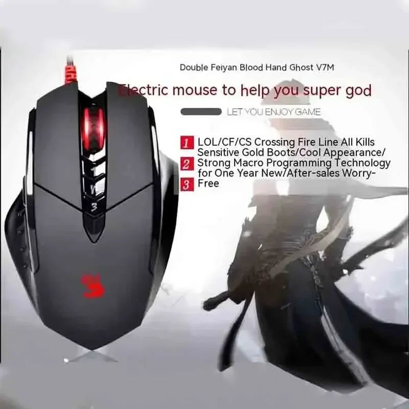 Bloody V7M trådbunden mus RGB lätt ergonomisk design 4000dpi PC kontor e-sport gaming makroprogrammerbar mus för CF LOL CS