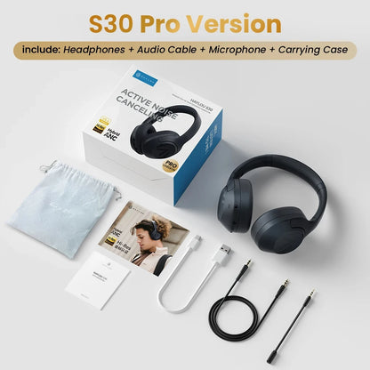 HAYLOU S30 Wireless Bluetooth 5.4 ANC Headphones 43dB Noise Cancelling Headsets with 40mm Driver, 80H Playtime Hi-Res Audio Earphones