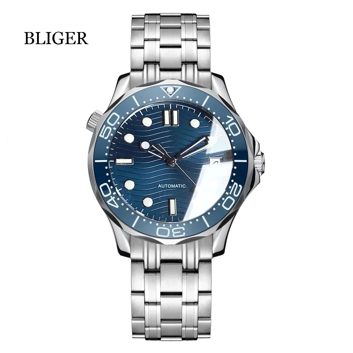 BLIGER Luxury 41mm Mechancial Men Watch Sapphire Glass NH35AMIYOTA PT5000 Movement Steel Bracelet Ceramic Bezel Date Function