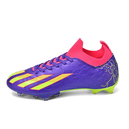 Scarpe da calcio professionali da uomo alla caviglia per erba, unisex, con tacchetti lunghi FG, scarpe da calcio Chuteira Society