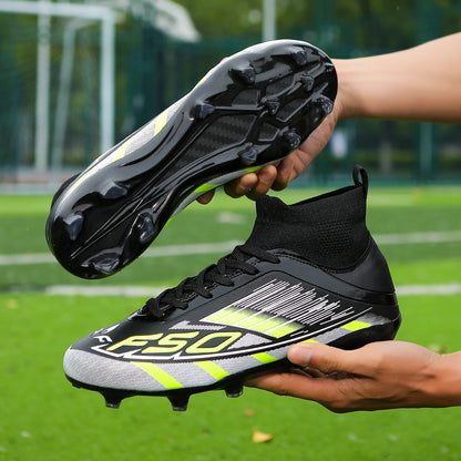 Nouvelles chaussures de football professionnelles pour hommes TF/FG, chaussures de football pour garçons, chaussures de sport unisexes à cheville haute, antidérapantes, confortables