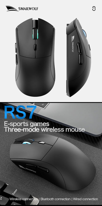 SMAILWOLF RS7 Bluetooth Wireless Gaming Mouse, PAW3311 Sensor, 20000 DPI Rechargeable Gaming Mouse with Macro Driver for PC, Laptop & Office