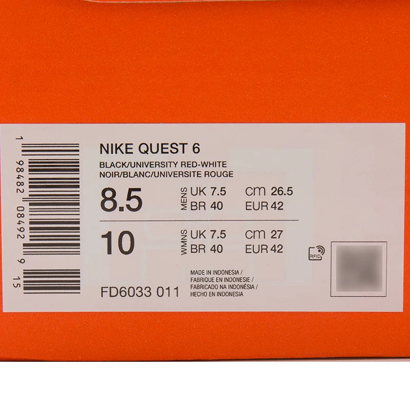 Nike Men's Running Shoes Quest 6 Fitness Long-Distance Training Shoes Breathable Cushioning Sports Shoes Fd6033-011