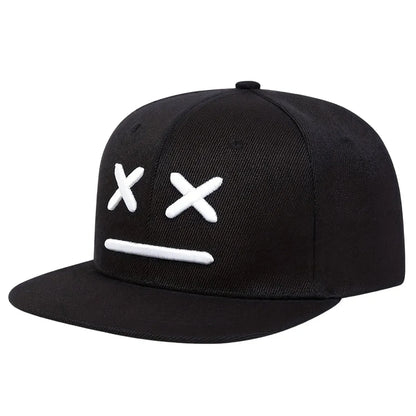 Cappellini unisex XX con ricamo a faccina sorridente, stile hip-hop, primavera-autunno, casual, regolabili, con chiusura a scatto, cappellini da baseball, cappellini parasole, cappellini sportivi