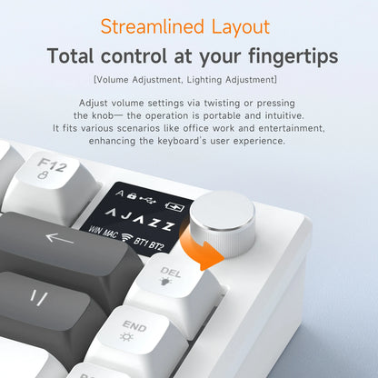 AJAZZ AF82 Low-Profile Electrostatic Keyboard Tri-Mode Wireless 75% Mechanical Gaming Keyboard with Display Screen, Hot-Swappable, 4000mAh Battery