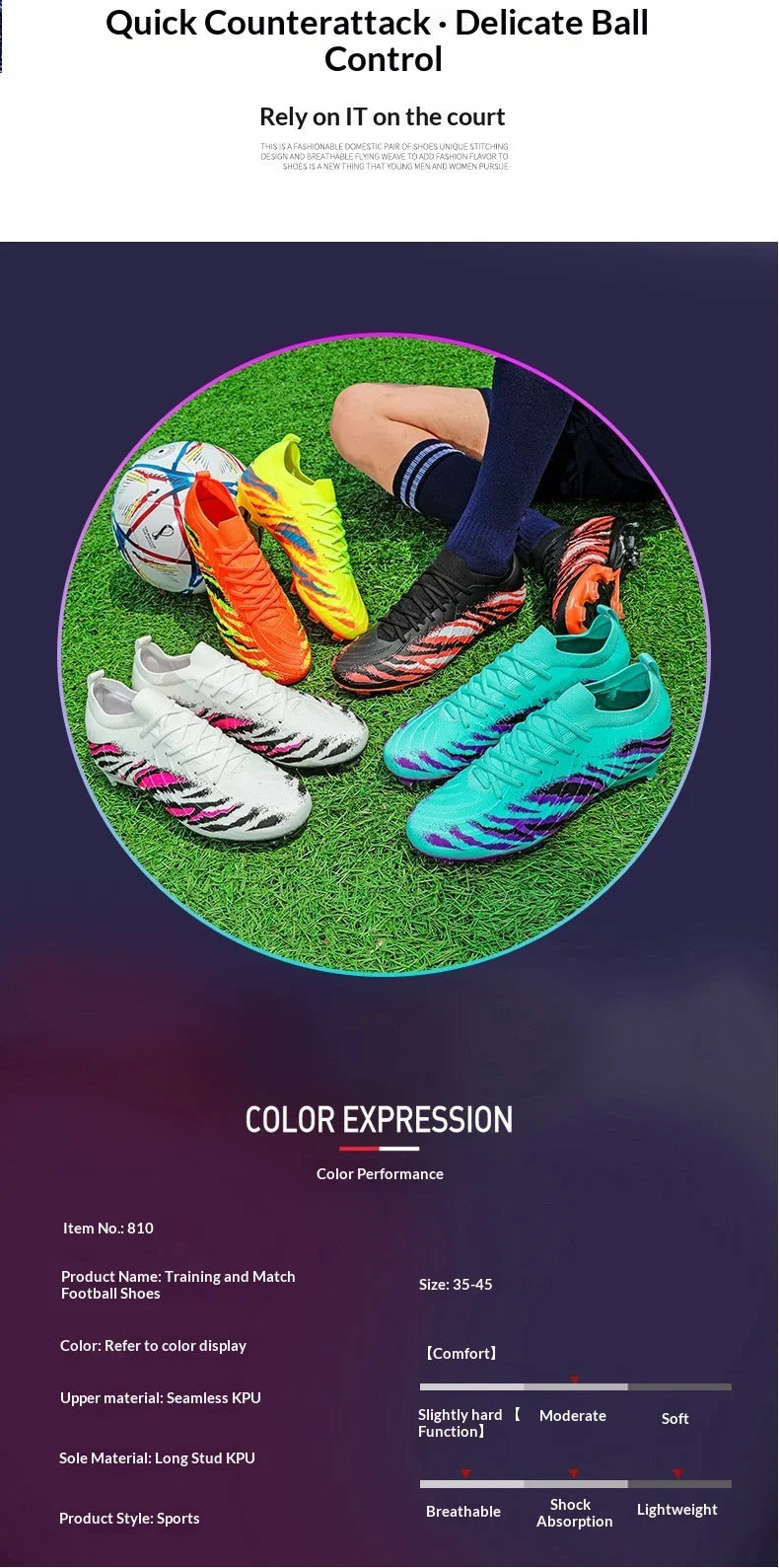 Chaussures de football pour homme, chaussures de sport, chaussures de match unisexes, crampons ultralégers, confortables, antidérapantes, pour l'extérieur, pour adultes, pour gazon, de haute qualité