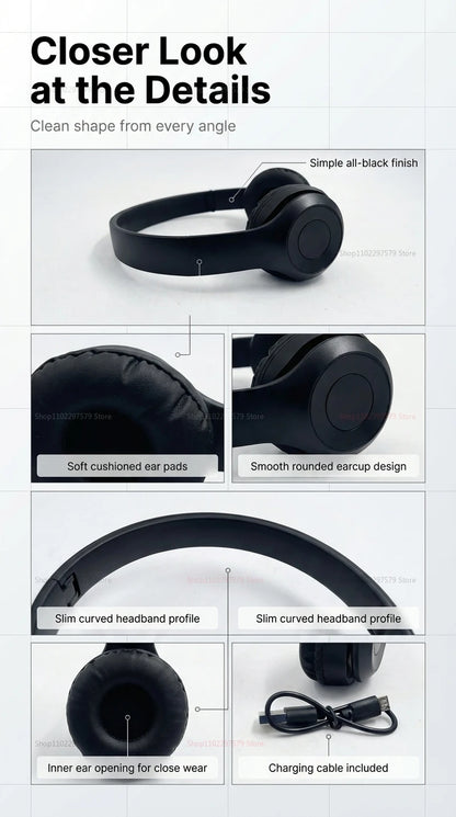 High Fidelity Bluetooth Wireless Headset Over Ear Headphones with HD Mic, Premium Bluetooth Wireless Headset for Clear Stereo Sound, Sports & Daily Use