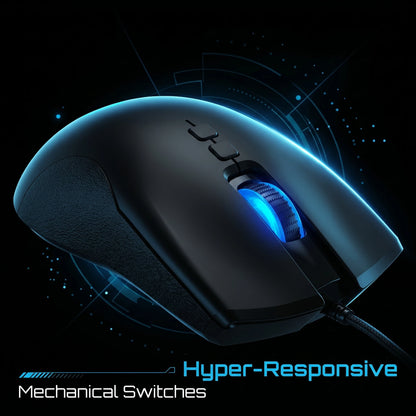 High-End Ergonomic Gaming Mouse, USB Wired Gaming Mouse with 6400 DPI, RGB Breathing LED Lights, Anti-Slip Grip, 7 Programmable Buttons for PC