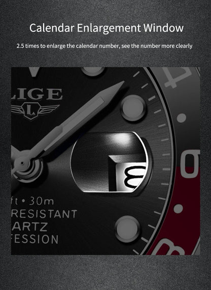 LIGE 2025 brand new men's watch luminous stainless steel business quartz luxury clock waterproof watches for men reloj hommes