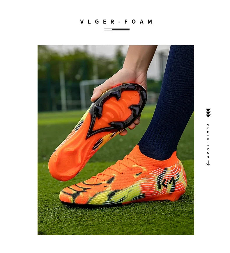 New Men's Soccer Shoes Match Outdoor Sneakers Grass Cleats Hot-selling Football Boots Non-Slip Boys High-quality High-top Light