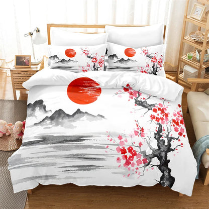 Set navlake za poplun s motivom bambusa u kineskom stilu, posteljina za mlade, platneni set navlake za poplun za krevet Queen Size, moderan set posteljine