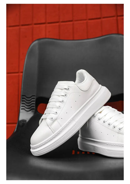White Minimalist Sneakers For Men Comfy Leather Casual Sneakers Man Platform Skateboard Shoes Outdoor Low-cut Men's Sports Shoes