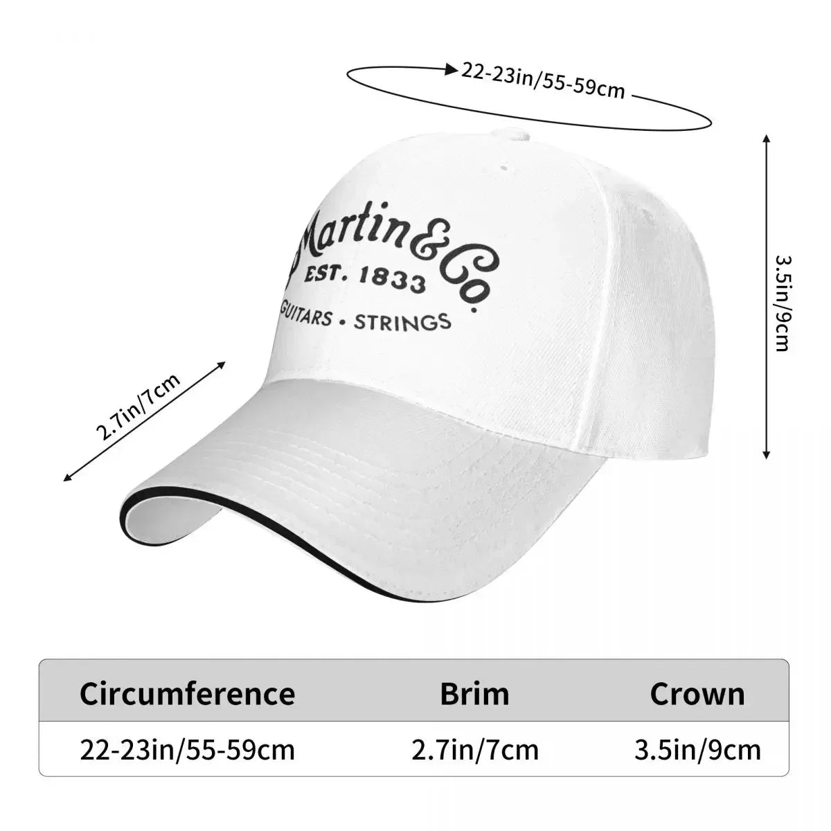 Authentic Martin Guitar Black Design Cap Baseball Cap Streetwear Winter Hats Woman Men