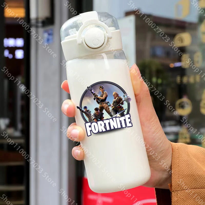 Copo Fortnite de 400ML e 18CM com Palhinha para Adultos, Rapazes e Raparigas, Copo de Água Giro com Desenhos Animados para Estudantes, Garrafa de Água Portátil Resistente a Quedas, Ideal para Oferta