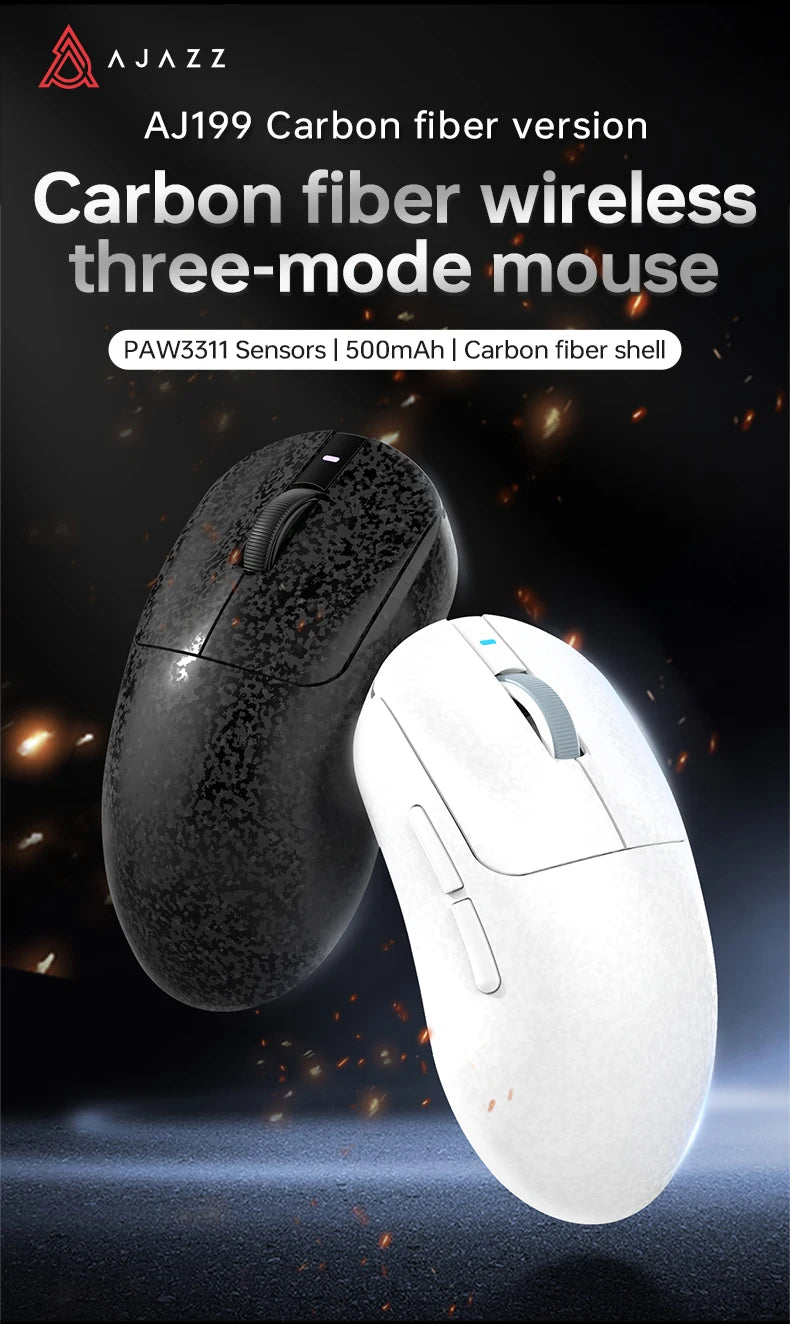 AJAZZ AJ199 Wireless Gaming Mouse, PAW3311 24000 DPI Bluetooth, Wired & Wireless Lightweight Gaming Mouse for PC, Laptop & Esports