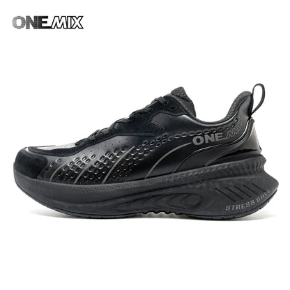 ONEMIX Scarpe da corsa invernali da allenamento per uomo Scarpe sportive in pelle calde e resistenti all’usura Scarpe da jogging da donna Scarpe da passeggio