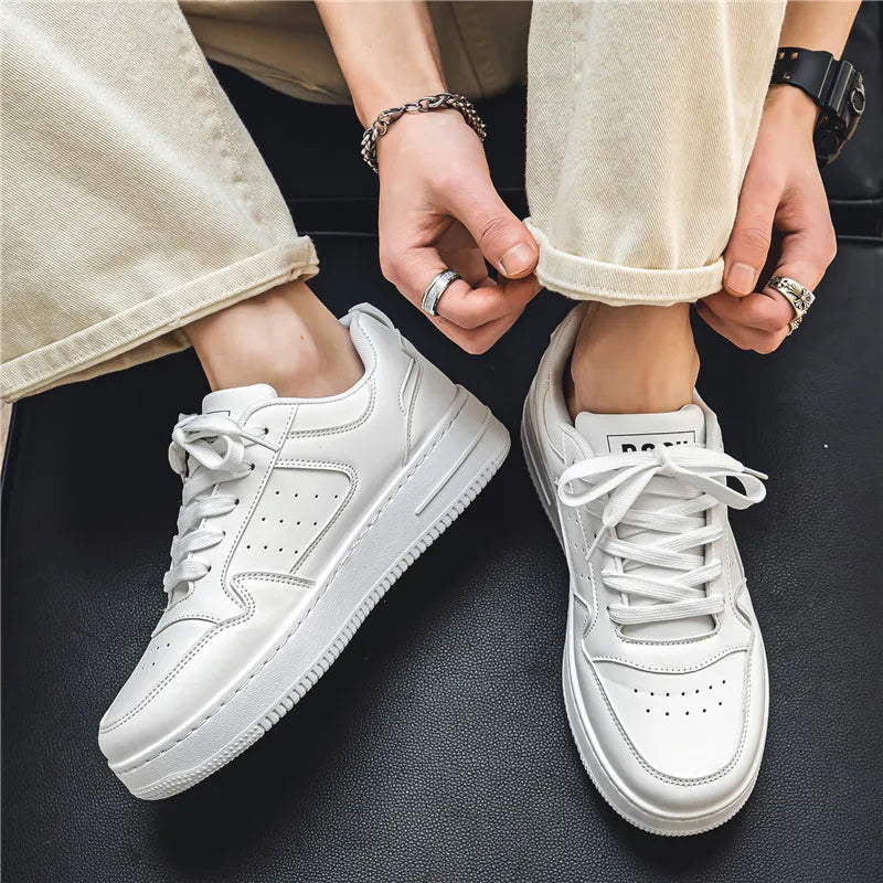 Chaussures pour hommes printemps-été, nouvelles baskets respirantes, chaussures blanches tendance et polyvalentes à semelle épaisse pour hommes, chaussures de sport et décontractées