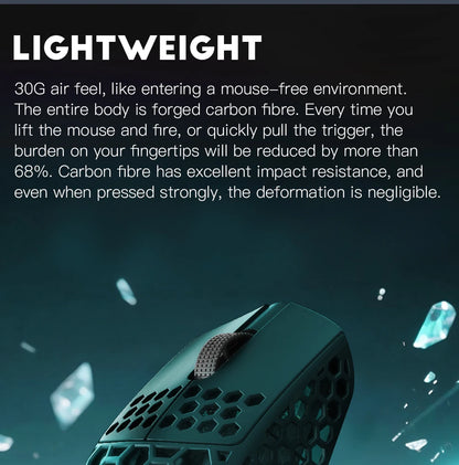 Darmoshark M5 Air Wireless Gaming Mouse Forged Carbon Fiber 30K DPI PAW3395 Sensor Lightweight Ergonomic Mouse for PC Gaming