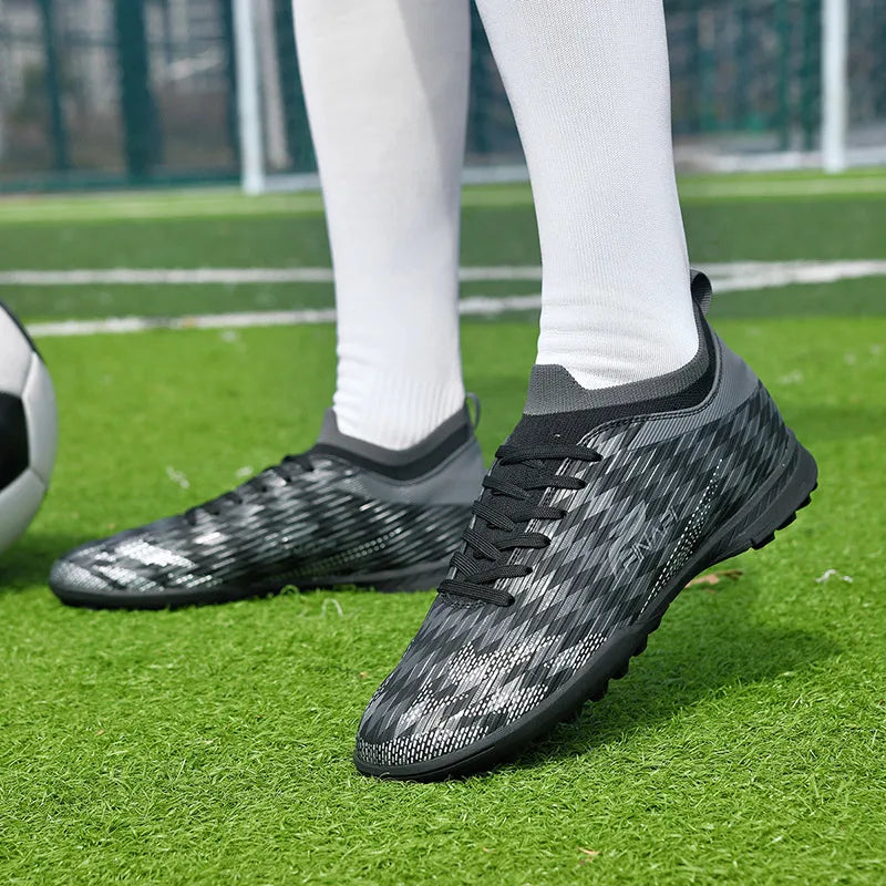 Ghete de fotbal pentru bărbați, de înaltă calitate, crampoane pentru meci, model popular pentru interior și exterior, teren cu iarbă, futsal, ghete high-top antiderapante