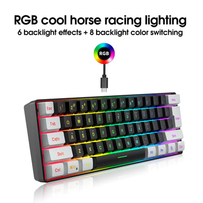 60% Gaming Keyboard Wired RGB Backlit Mini 61 Keys Membrane Keyboard Anti-Ghosting No-Conflict Ultra-Compact for Gamers