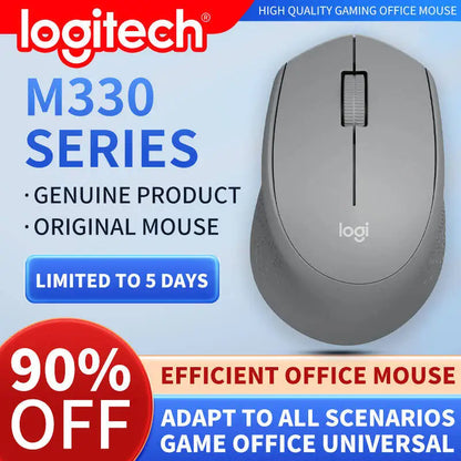 Logitech M330 Professional Office Mouse, Quiet Wireless Ergonomic Mouse, 2.4GHz USB Optical Mouse for Laptop, PC & Desktop