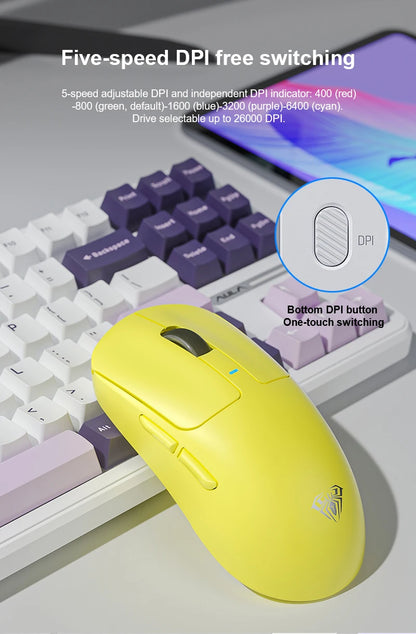 AULA SC680 Wireless Gaming Mouse, Tri-Mode Bluetooth 5.0/2.4G/Wired Gaming Mouse with PAW3395 Sensor, 26000 DPI Super Lightweight Gaming Mouse for PC, Mac & Laptop