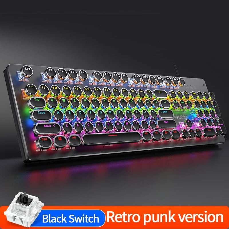 Punk Style 104-Key RGB Backlit Wired Mechanical Keyboard – Hot-Swappable Switches, for PC, Mac & Laptop Gamers