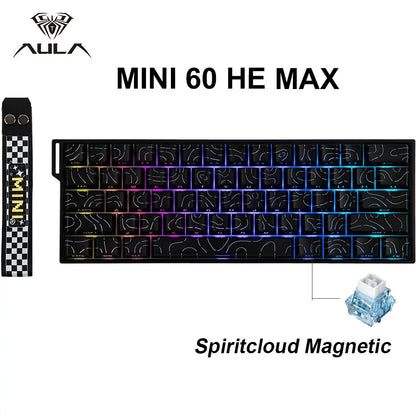 AULA Mini60 HE/Pro/Max 60% Magnetic Switch Gaming Keyboard RGB Tri Mode Mechanical Keyboard 8000Hz 0.01mmRT for E-Sports Gifts