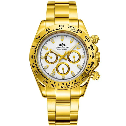 Automatic Watches for Men Mechanical Self Weind Gold Stainless Steel Glacier Ice Blue Chestnut Brown Bezel Reloj Hombre Baratos