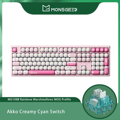 Tastiera meccanica wireless Akko MonsGeek MG108B Bun Wonderland, profilo MOG, RGB, 108 tasti, formato full size, hot swap, USB / 2.4G / BT 5.0