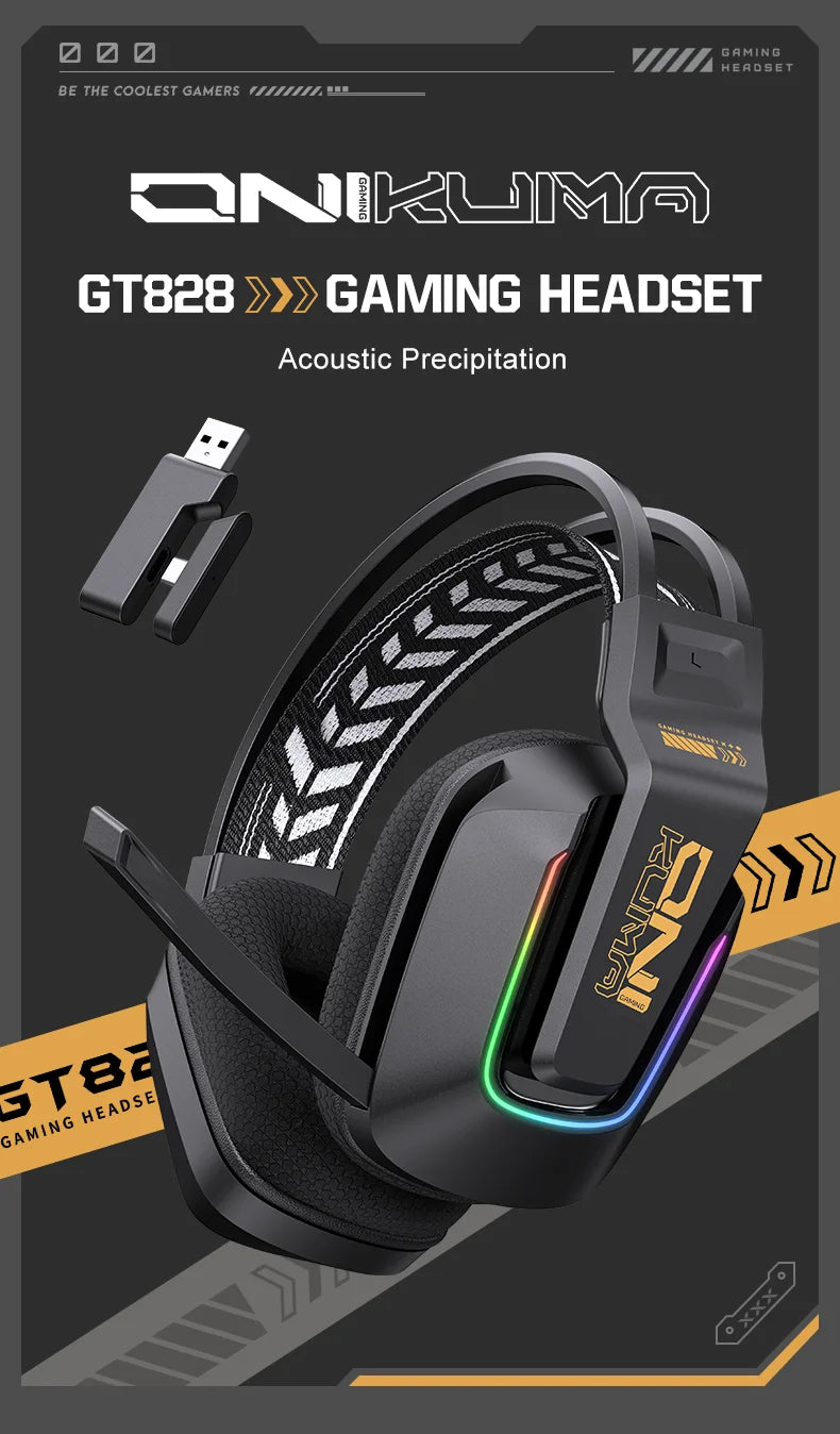 ONIKUMA GT828 Bluetooth Headset Four-mode Connection Over Ear HIFI Stereo Wireless Gaming Headsets with Mic for PC Laptops PS5