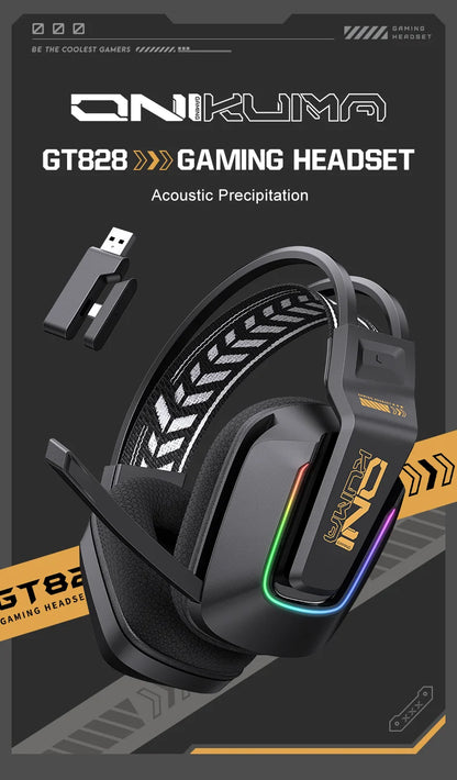 ONIKUMA GT828 Bluetooth Headset Four-mode Connection Over Ear HIFI Stereo Wireless Gaming Headsets with Mic for PC Laptops PS5