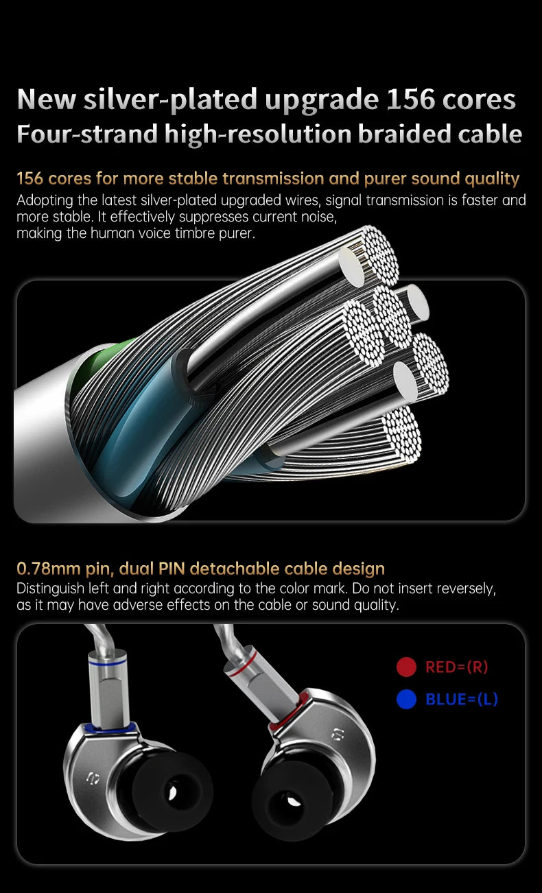 CCA Phoenix Wired Earphones Dynamic Drive LCP Diaphragm Music Headphone With Detachable Cable Noise Reduction Gaming Earphones