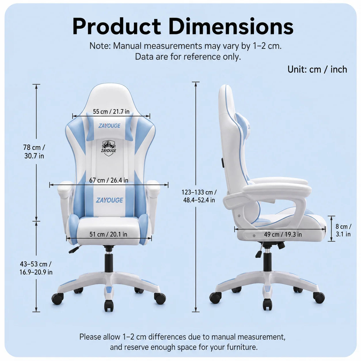 AOLIVIYA Gaming Reclining Chair Ergonomic Office Chair with Footrest, Adjustable Swivel Computer Chair, Racing Style E-Sports Gaming Seat