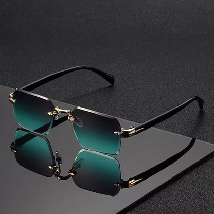 Luxury Rimless Sunglasses, Metal Hinge Exquisite Craftsmanship, Gradient Lenses Sun Protection Sunglasses 823