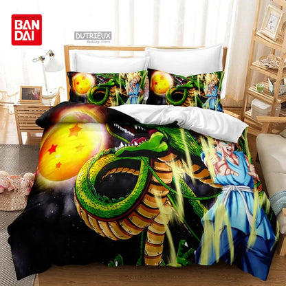 Japanese Anime Dragon Ball Duvet Cover Goku Bedding Sets For Boys Kids Teens Quilt Cover Pillowcases Children Christmas Gift