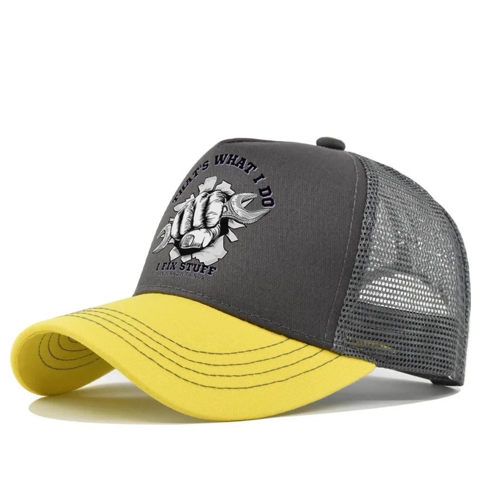 Modebaseballkasket i printet, åndbart net til forår/sommer – Gorras med personligt logo til mænd, kvinder og par – Visirhat, casquette