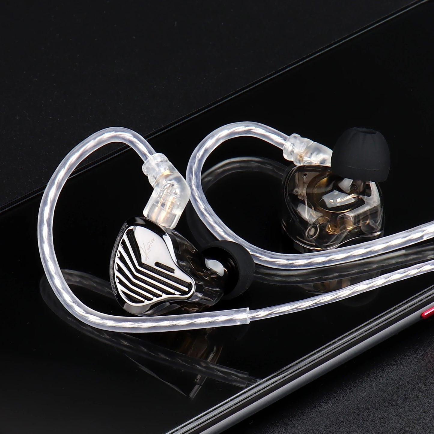 GK KUNTEN HiFi Dynamic Driver Earphones Wired In-Ear Headphones with Microphone, Detachable Cable DJ Music Earbuds, Professional HiFi Audio Earphones