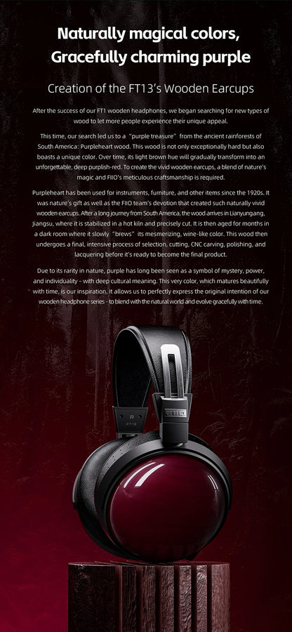 FiiO FT13 Audiophile Closed-Back HiFi Wired Headphones – Hi-Res Audio Premium Studio-Grade Over-Ear Headset