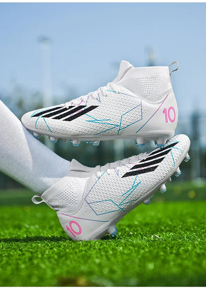 Nouvelles chaussures de football pour hommes, ultralégères, pour intérieur et extérieur, de haute qualité, à haute cheville, antidérapantes, chaussures de sport, futsal antidérapantes
