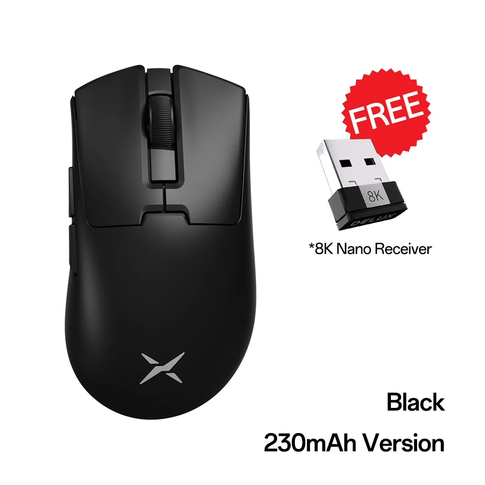 Delux M900mini PRO Wireless Gaming Mouse, Ultra-Lightweight 40g Ergonomic Gaming Mouse with PAW3395 Sensor, 26K DPI, 8KHz Polling Rate for PC & Laptop