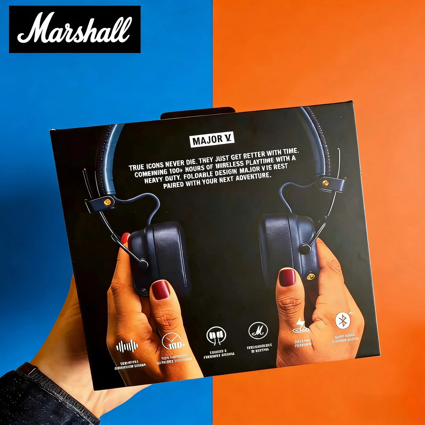 Auriculares supraaurales Bluetooth inalámbricos Marshall Major V 5 – sonido estéreo de graves profundos, headset deportivo y gaming con micrófono, auriculares inalámbricos y con cable