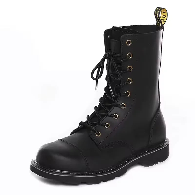 KOWM Scarpe da trekking da uomo in pelle bovina per attività all'aperto, impermeabili, tattiche, scarpe da deserto, stivali da caccia, stivali da neve, sneakers con pelliccia, scarpe da trekking da donna