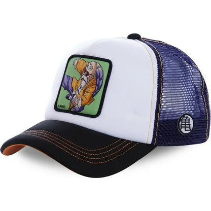 Cappellino da viaggio estivo Dragon Ball Buu Goku per uomo, con visiera, ricamo, stile hip-hop, visiera parasole, regolabile, in rete, tipo "trucker"
