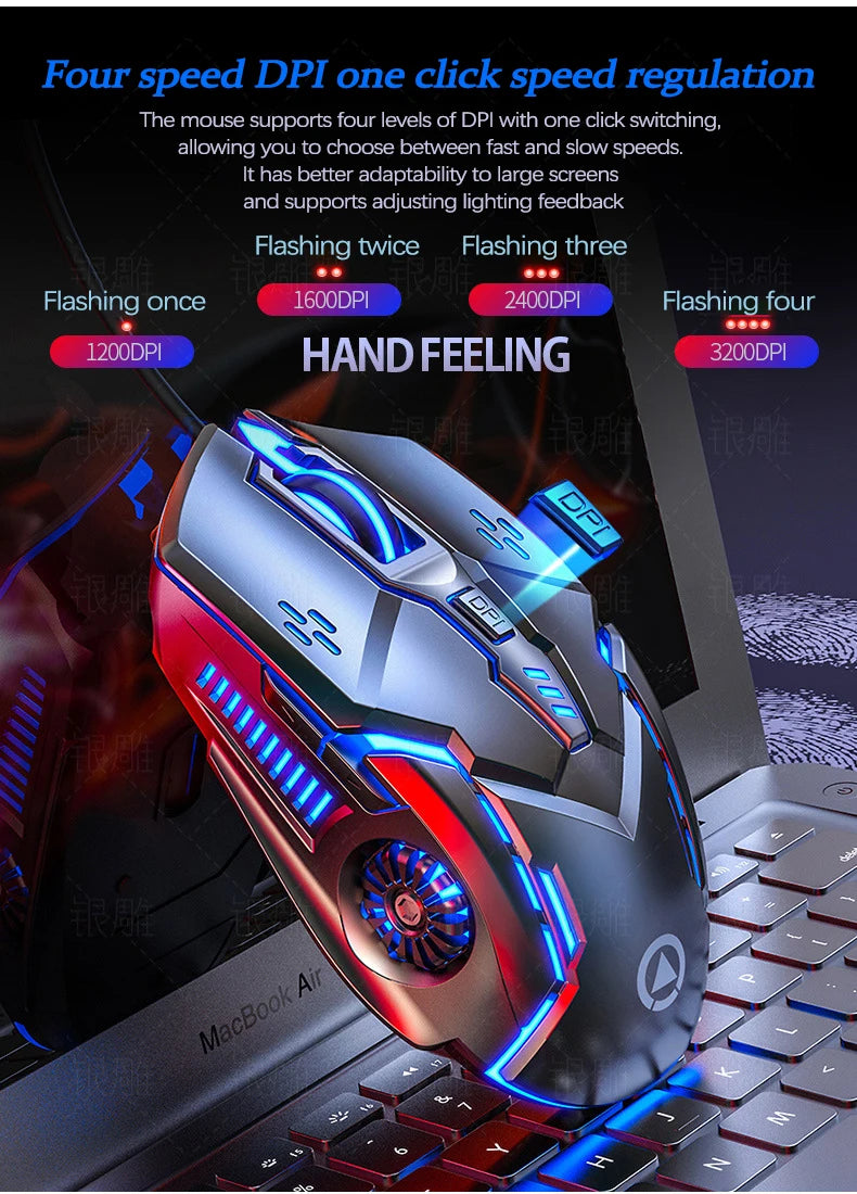 UTHAI G5 Wired Gaming Mouse 3200 DPI RGB LED Gaming Mouse with 6 Programmable Buttons, USB Ergonomic Gaming Mouse for PC, Laptop & Esports