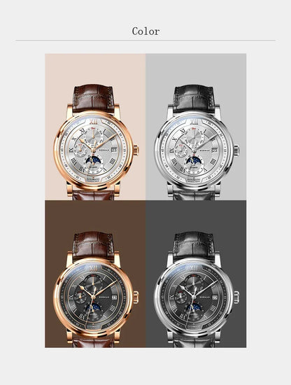 BORMAN BM3868  New 40mm  Luxury Men Automatic Mechanical Men's Watches Sapphire Multi-function Waterproof Moon Phase Clocks
