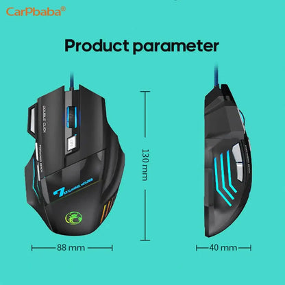 IMICE X7 Optical Gaming Mouse, Wired RGB Gaming Mouse with Adjustable DPI, Ergonomic Anti-Slip Design, 7 Programmable Buttons for PC & Laptop