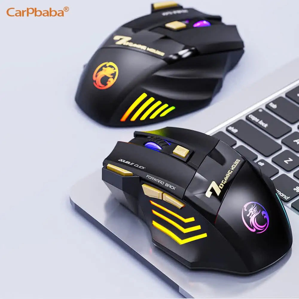 Wireless Bluetooth Rechargeable Gaming Mouse with RGB Backlight, Ergonomic Silent Computer Mouse, 7 Keys, Adjustable DPI for PC Laptop
