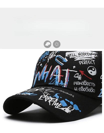 New Fashion Women Men Graffiti Cotton Baseball Cap Unisex Printed Snapback Hat Hip Hop Trendy Outside Cap Hat for Men Women